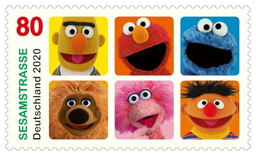 Sesamstraße, Briefmarke, Sesame Street, Sesame Street, Kinder, Deutschland-Briefmarke, NDR, Hamburg, 80 Cent, Sonderbriefmarke